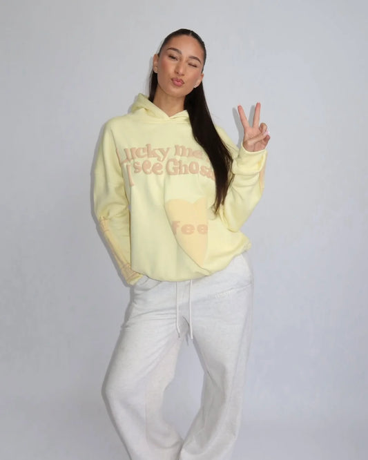 Lucky me hoodie - butter yellow