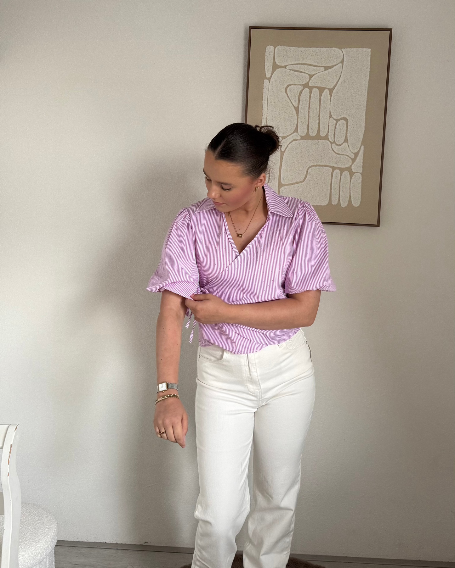 Mila blouse - strass pink