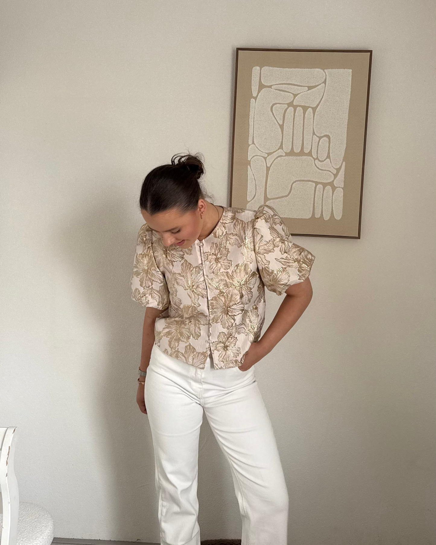 Flower top - Beige