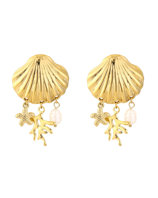 Coral earrings - Gold