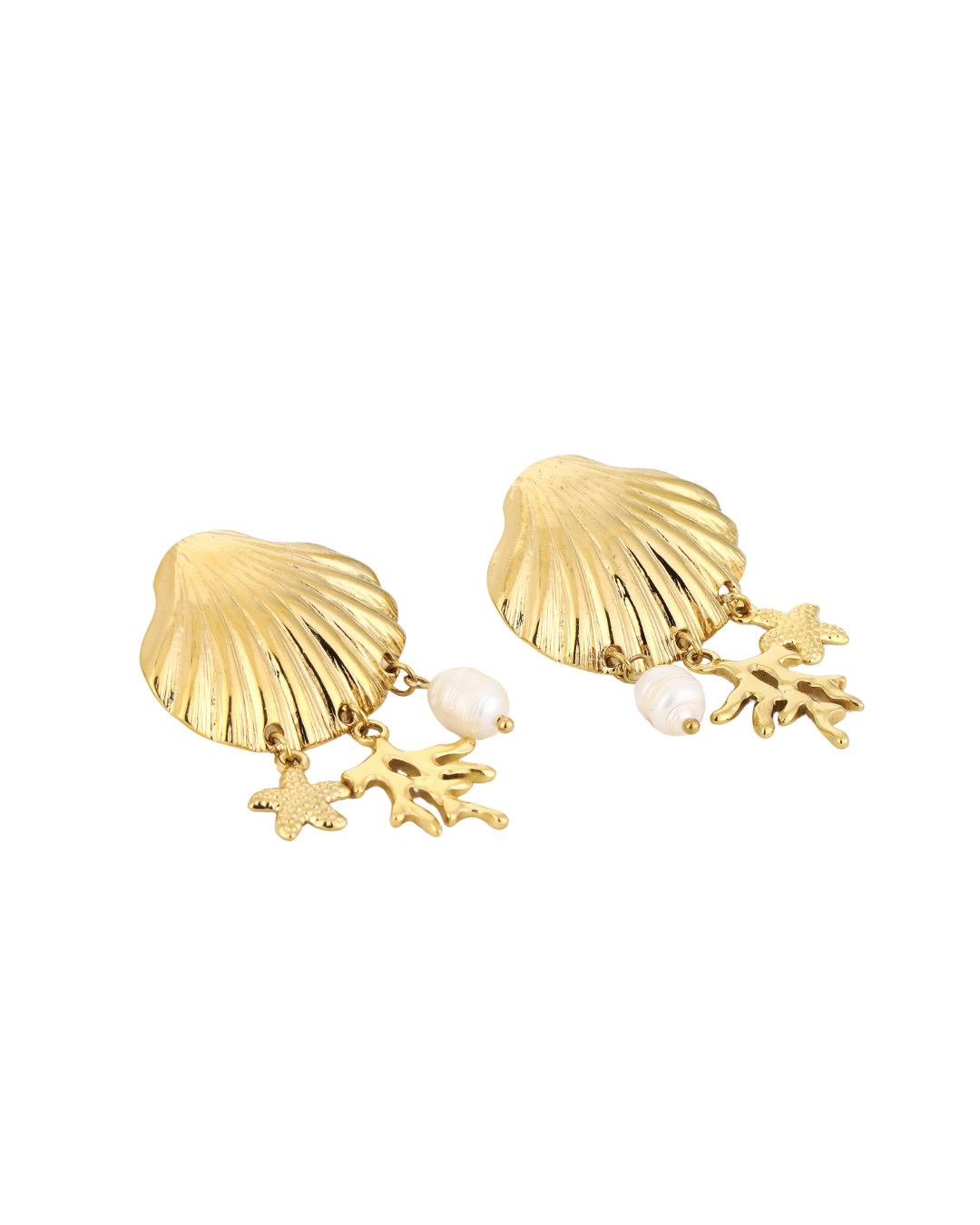 Coral earrings - Gold