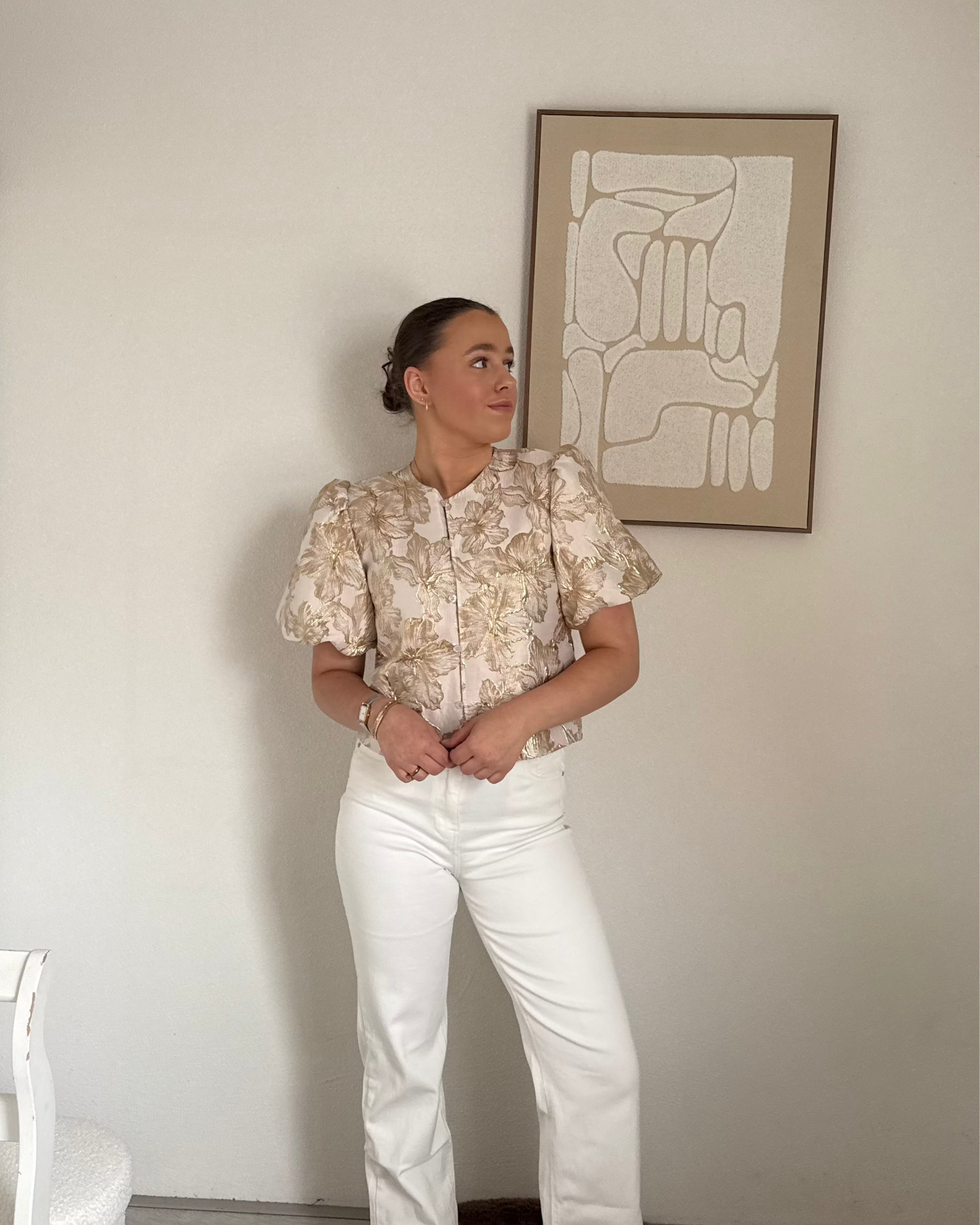 Flower top - Beige