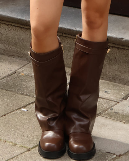 It girl boots flat - Brown