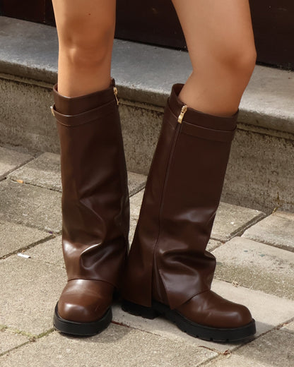 It girl boots flat - Brown