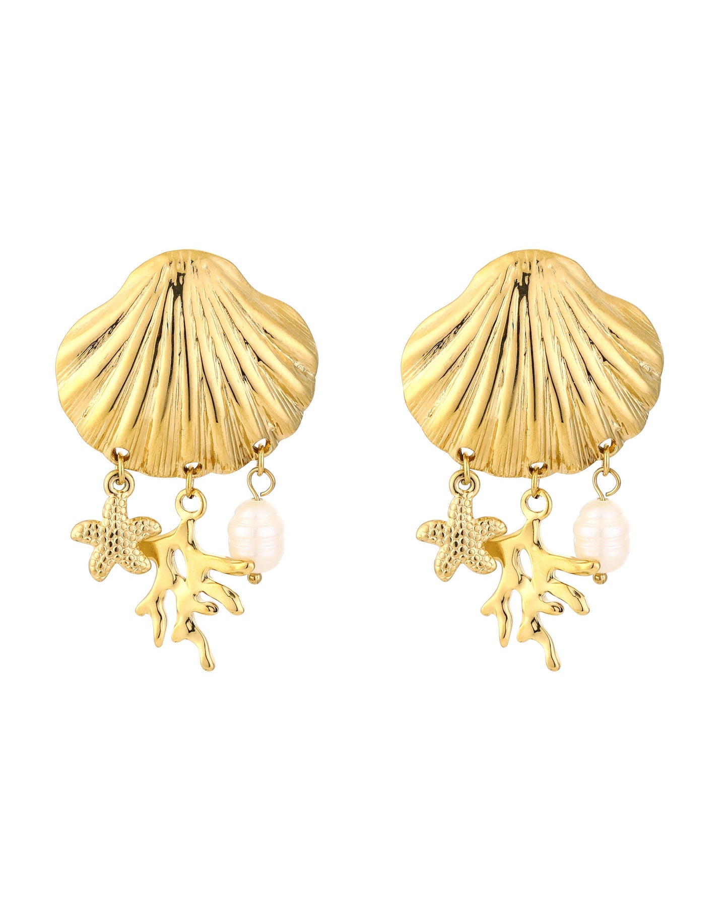 Coral earrings - Gold